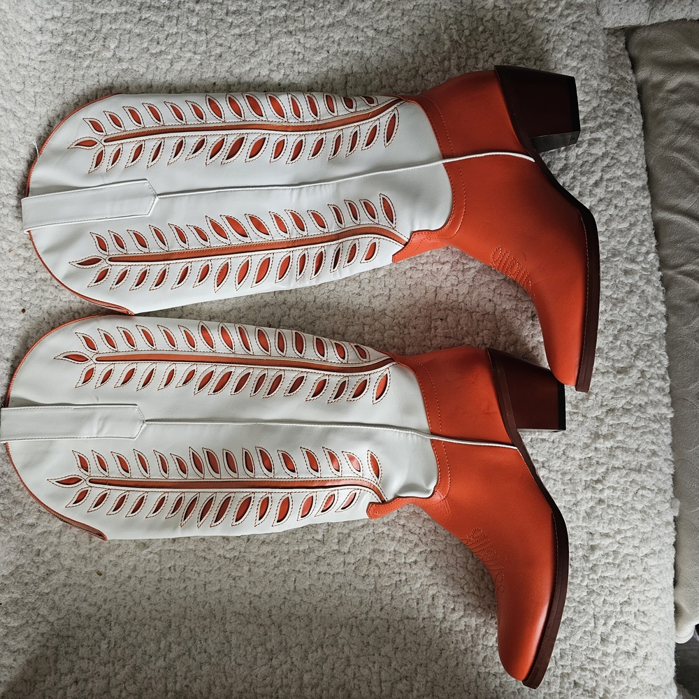 Orange and White Women's Boots